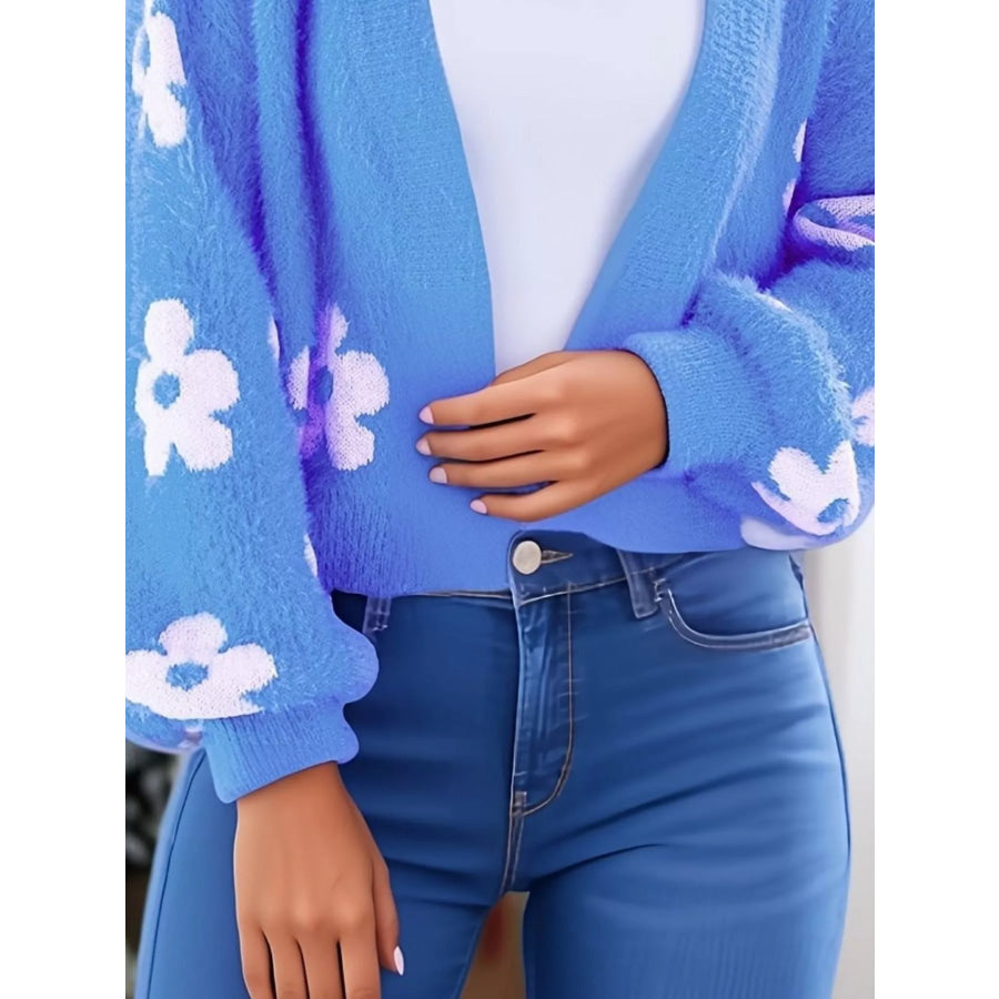 Floral Open Front Cardigan Apparel and Accessories