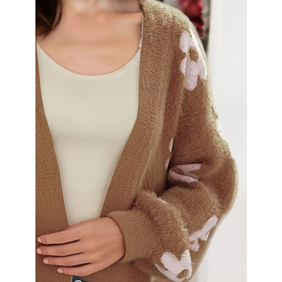 Floral Open Front Cardigan Apparel and Accessories