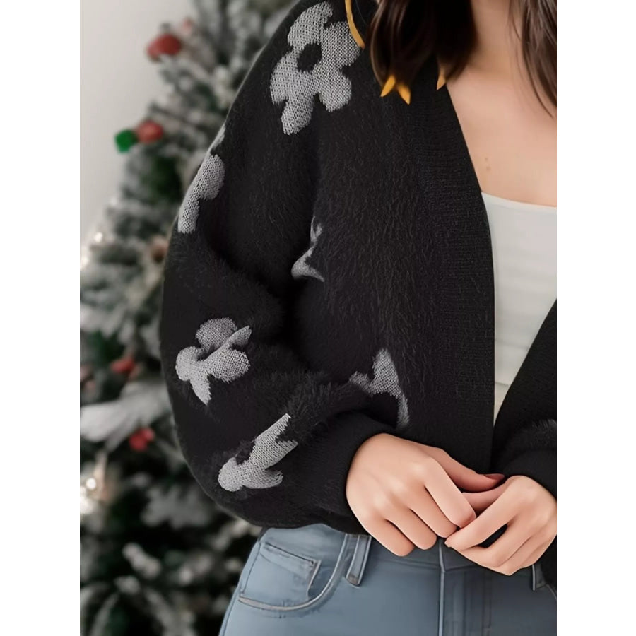 Floral Open Front Cardigan Apparel and Accessories
