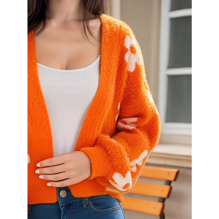 Floral Open Front Cardigan Apparel and Accessories
