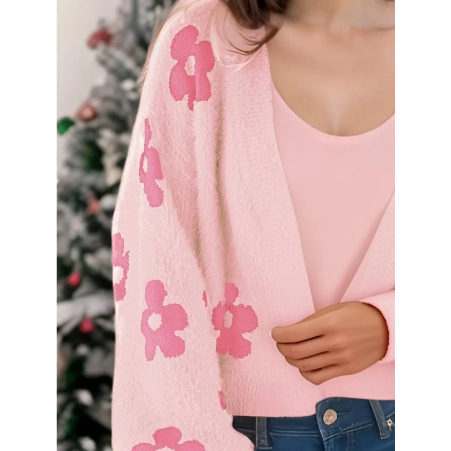 Floral Open Front Cardigan Apparel and Accessories