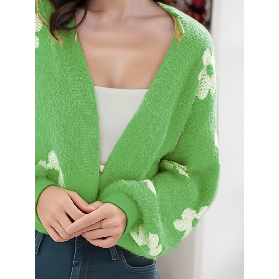 Floral Open Front Cardigan Apparel and Accessories
