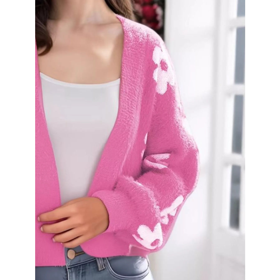 Floral Open Front Cardigan Apparel and Accessories