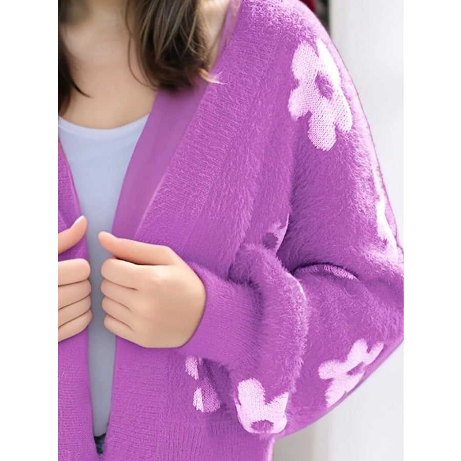 Floral Open Front Cardigan Apparel and Accessories
