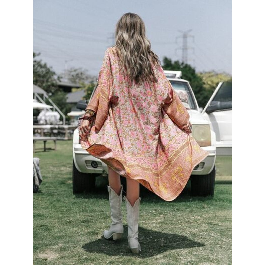 Floral Open Front Long Sleeve Cardigan Clothing