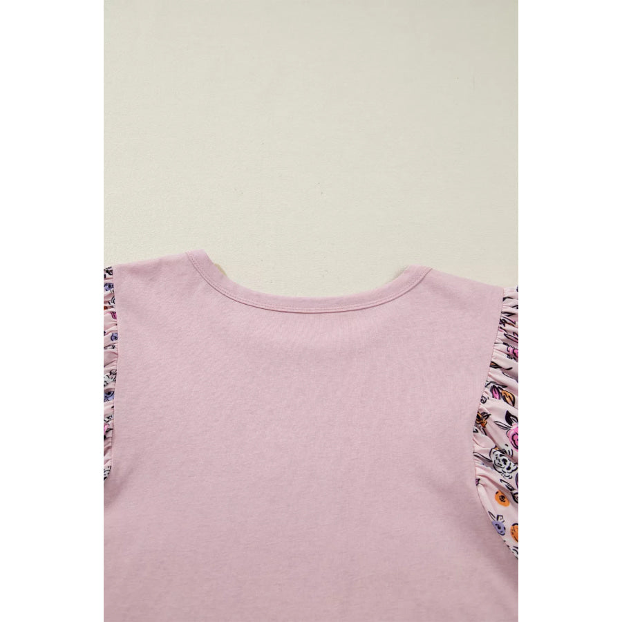 Floral Patchwork Bell Sleeve Blouse Apparel and Accessories