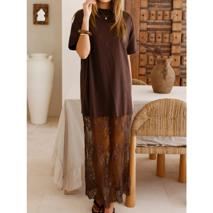 Floral Patchwork Short Sleeve T Shirt Loose Dress Apparel and Accessories