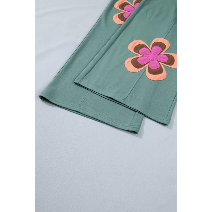 Floral Patchwork Wide Leg Pants Apparel and Accessories