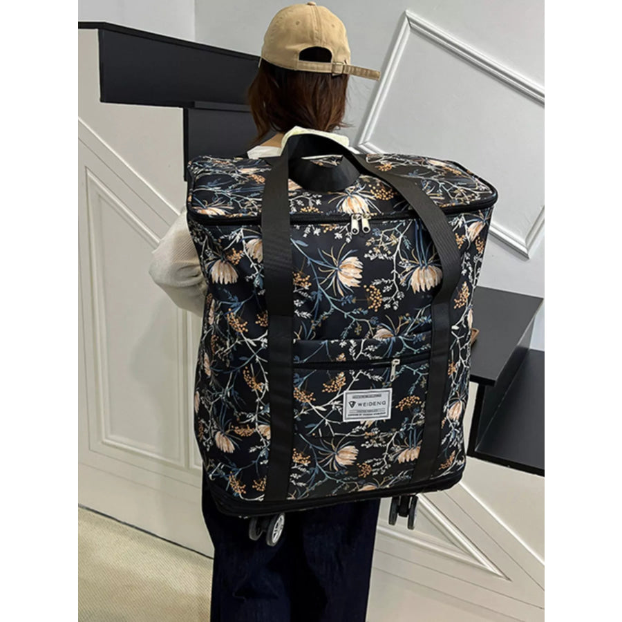 Floral Pattern Rolling Luggage Travel Bag Apparel and Accessories