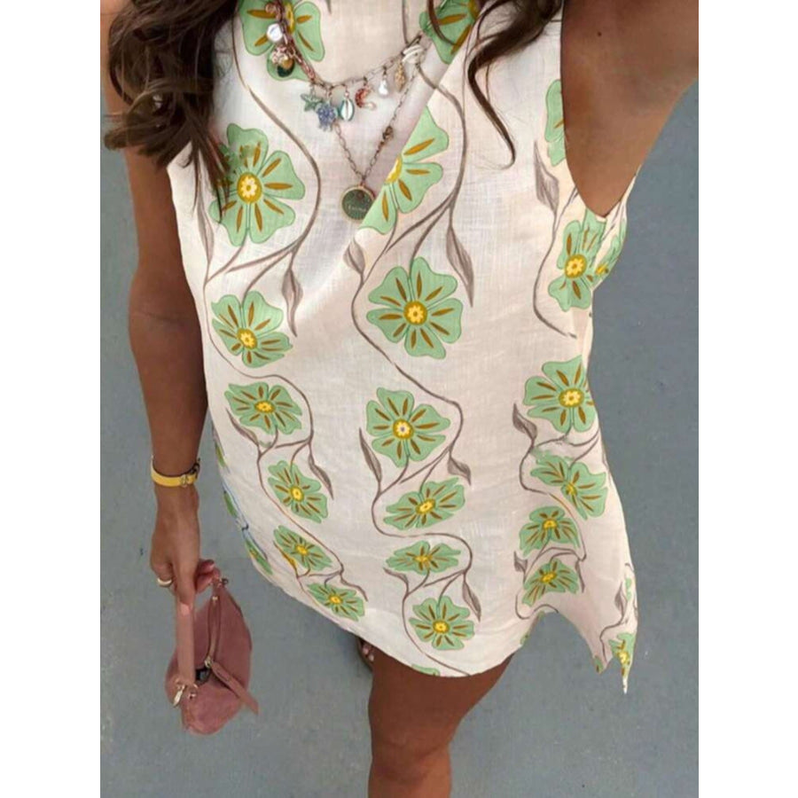 Floral Pattern Sleeveless Mini Dress Apparel and Accessories