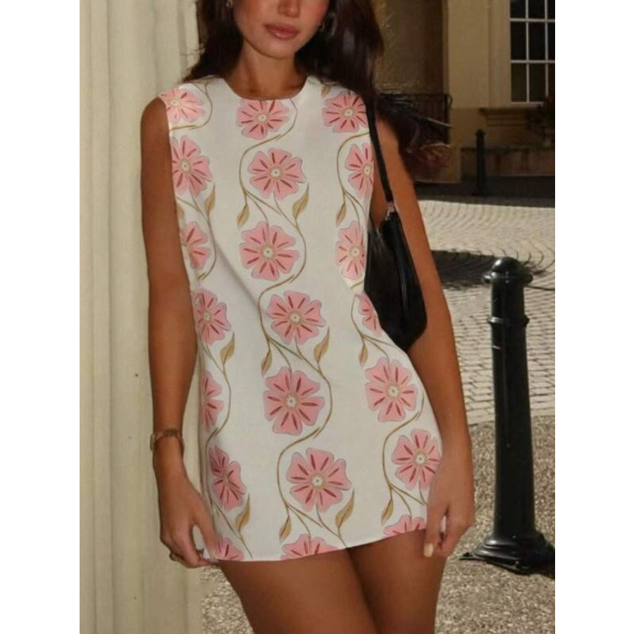 Floral Pattern Sleeveless Mini Dress Apparel and Accessories