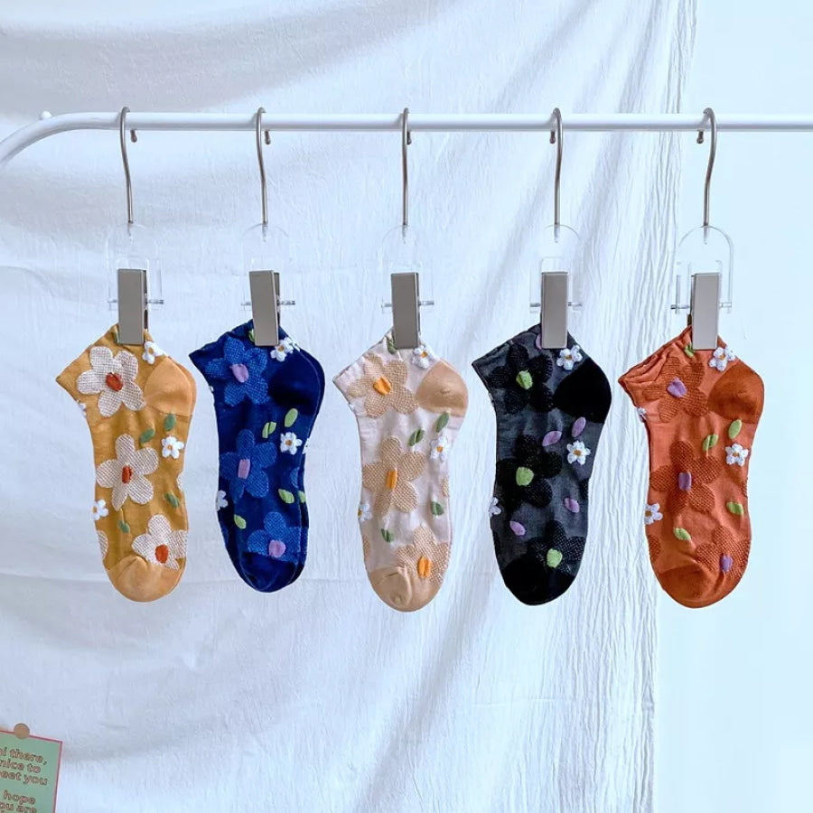 Floral Patterned Ankle Socks Apparel and Accessories