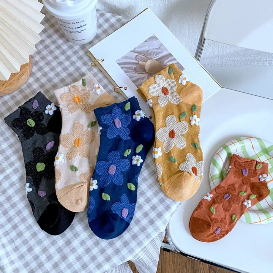 Floral Patterned Ankle Socks Apparel and Accessories