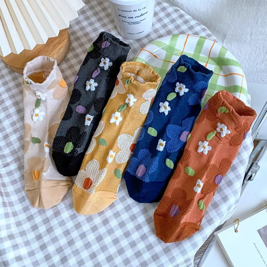 Floral Patterned Ankle Socks Apparel and Accessories