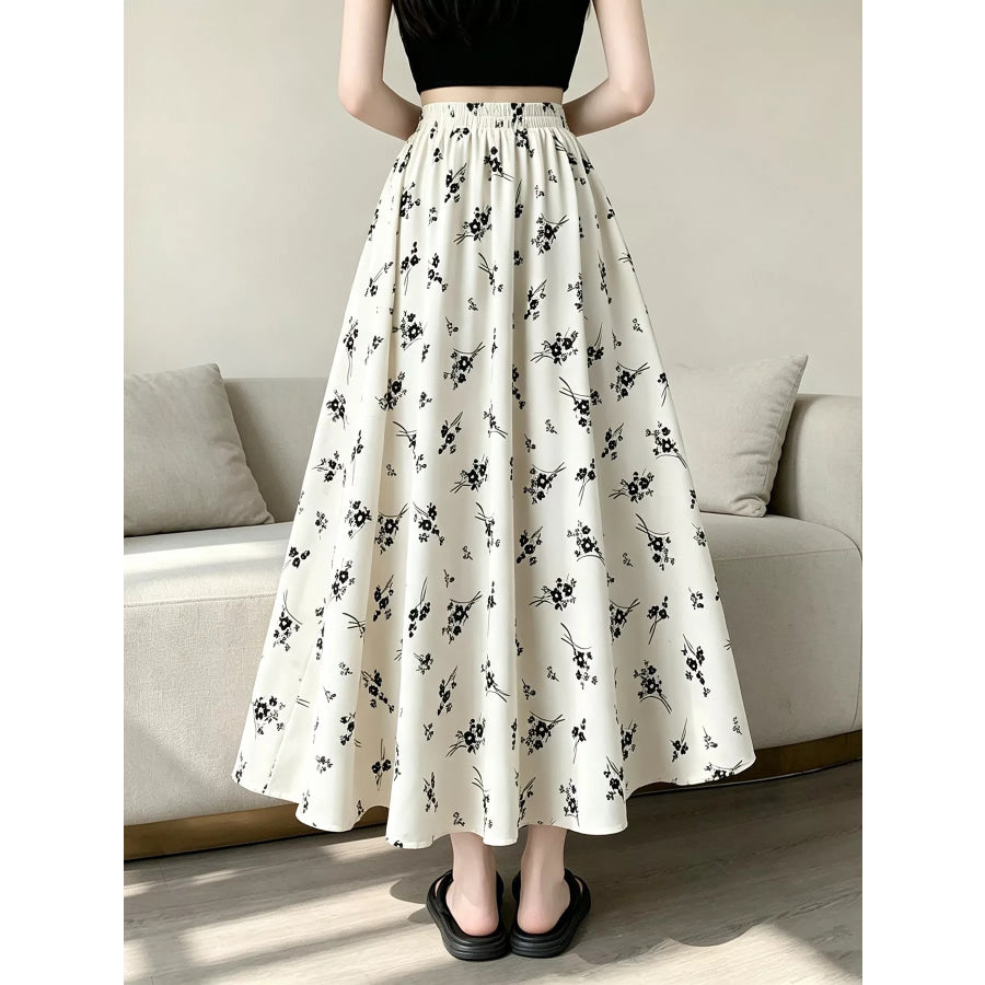 Floral Print A-Line Skirt Apparel and Accessories