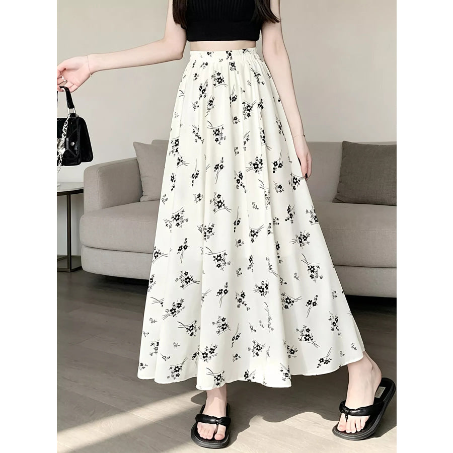Floral Print A-Line Skirt Apparel and Accessories