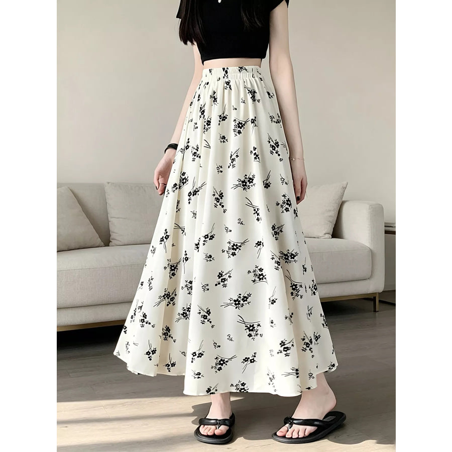 Floral Print A-Line Skirt Apparel and Accessories