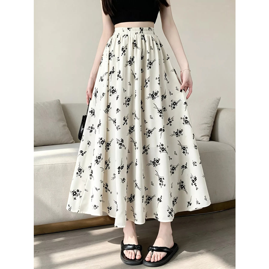 Floral Print A-Line Skirt Apparel and Accessories
