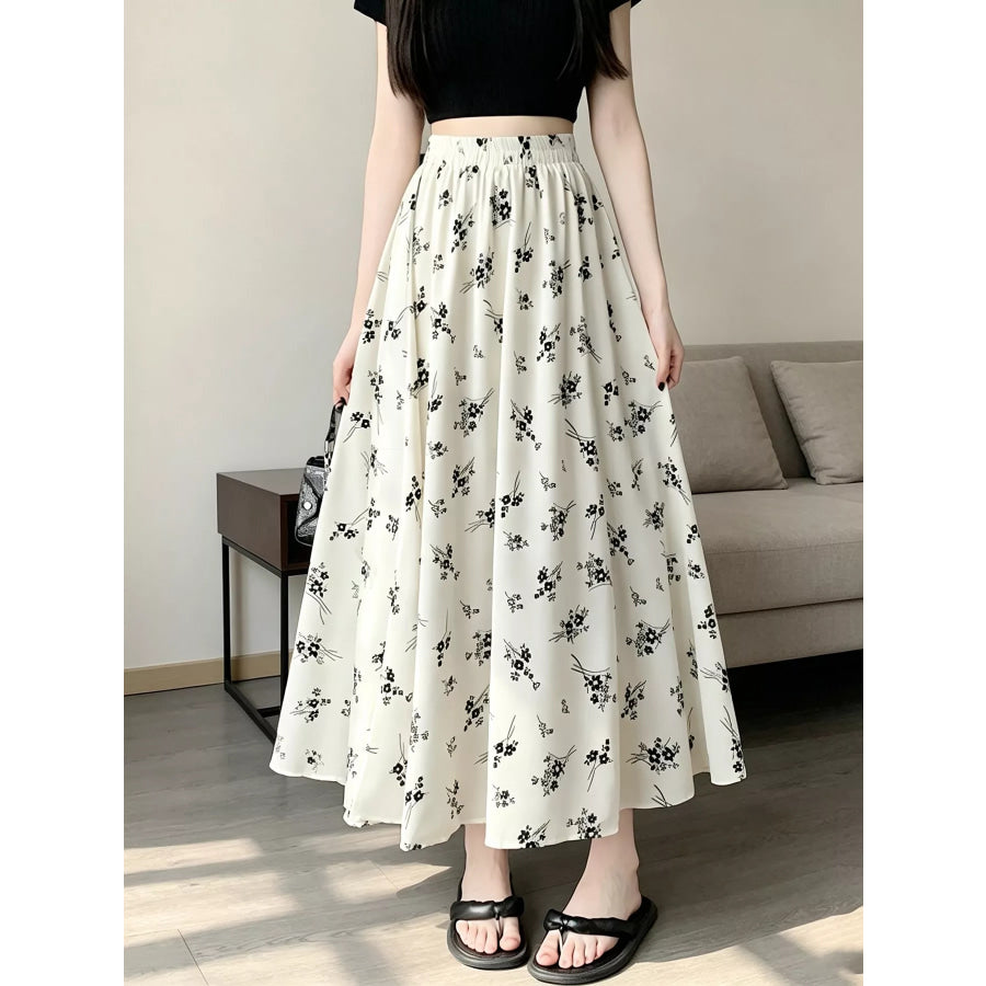Floral Print A-Line Skirt Apparel and Accessories