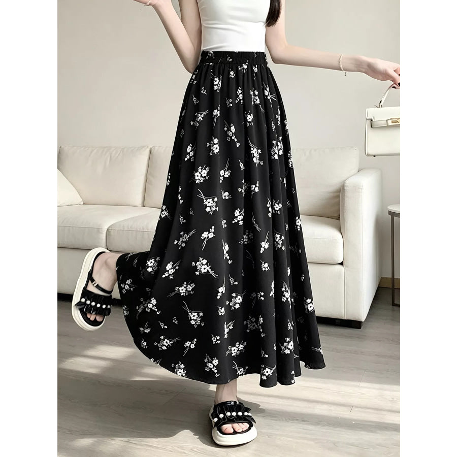 Floral Print A-Line Skirt Apparel and Accessories