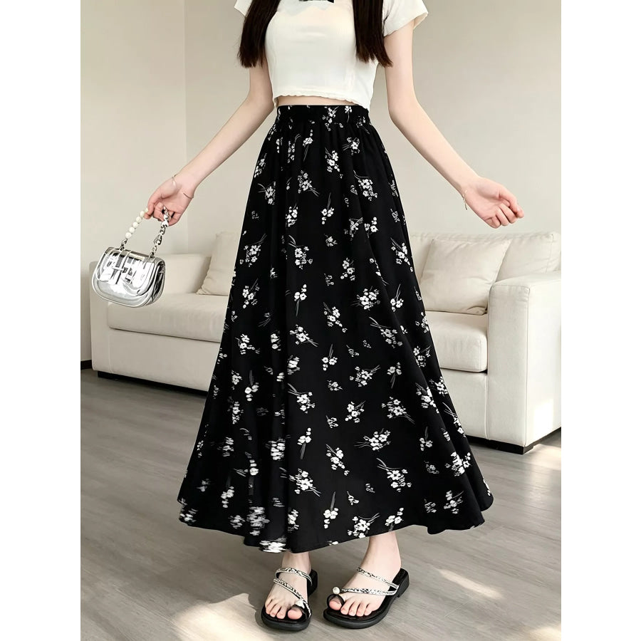 Floral Print A-Line Skirt Apparel and Accessories