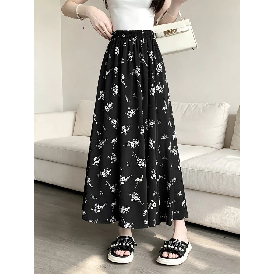 Floral Print A-Line Skirt Apparel and Accessories