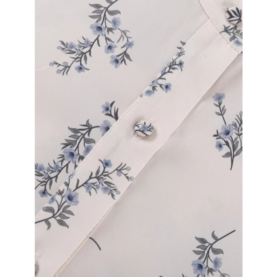 Floral Print Balloon Sleeve Top and Shorts Set Apparel Accessories