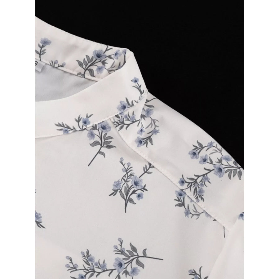 Floral Print Balloon Sleeve Top and Shorts Set Apparel Accessories