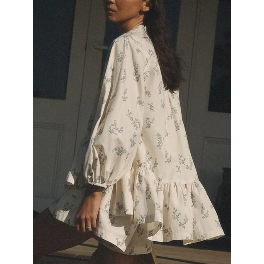 Floral Print Balloon Sleeve Top and Shorts Set Apparel Accessories