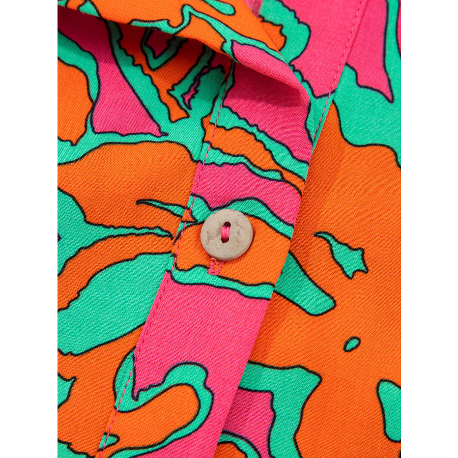 Floral Print Batwing Sleeve Buttoned Loose Fit Shirt Apparel and Accessories