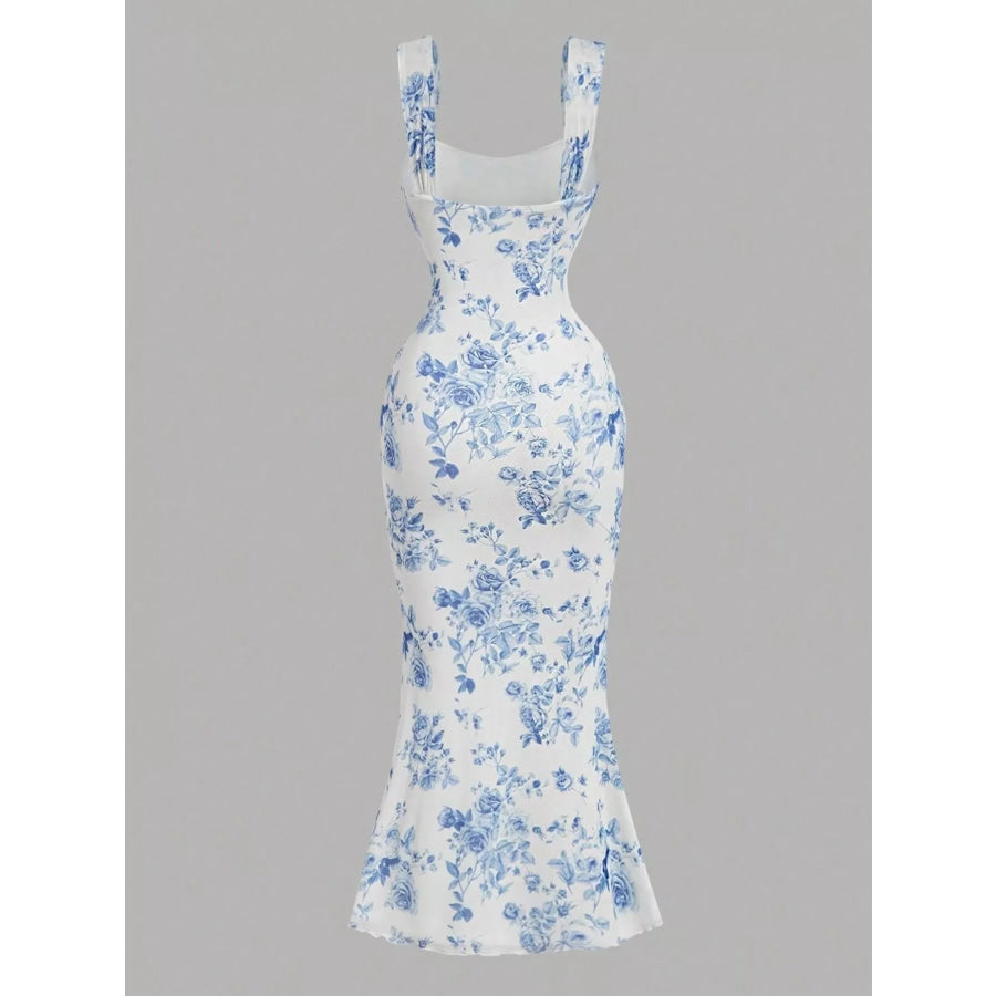 Floral Print Bodycon Midi Dress Apparel and Accessories