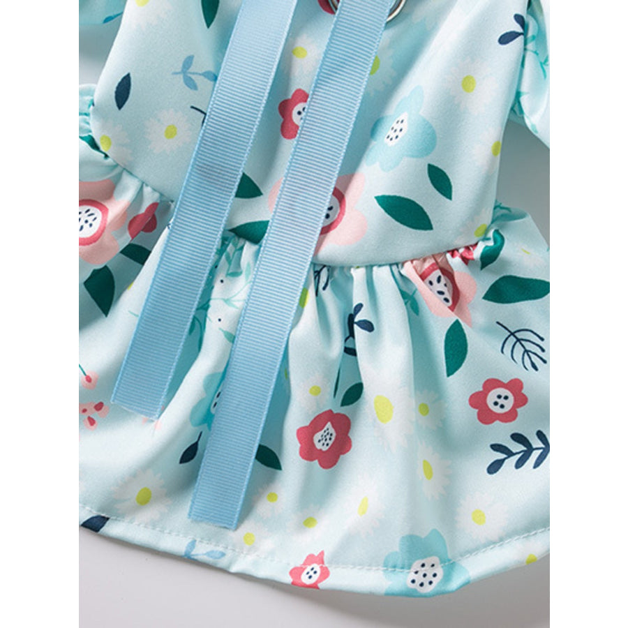 Floral Print Bow Decor Pet Dress Apparel and Accessories