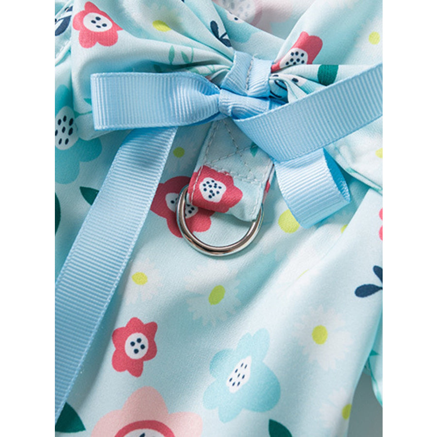 Floral Print Bow Decor Pet Dress Apparel and Accessories