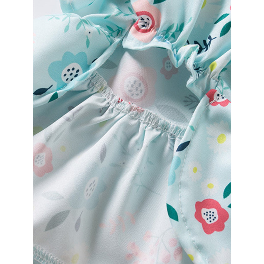 Floral Print Bow Decor Pet Dress Apparel and Accessories