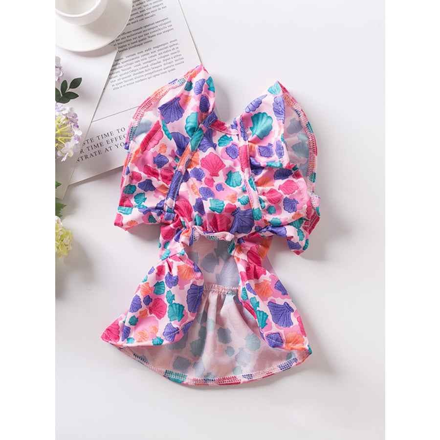 Floral Print Bow Decor Pet Dress Apparel and Accessories