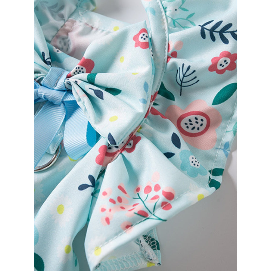 Floral Print Bow Decor Pet Dress Apparel and Accessories