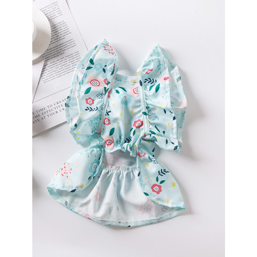 Floral Print Bow Decor Pet Dress Apparel and Accessories