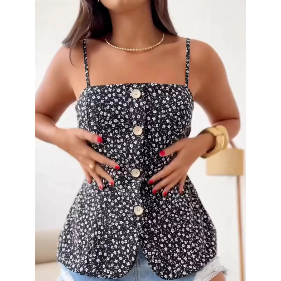 Floral Print Button-Down Cami Apparel and Accessories