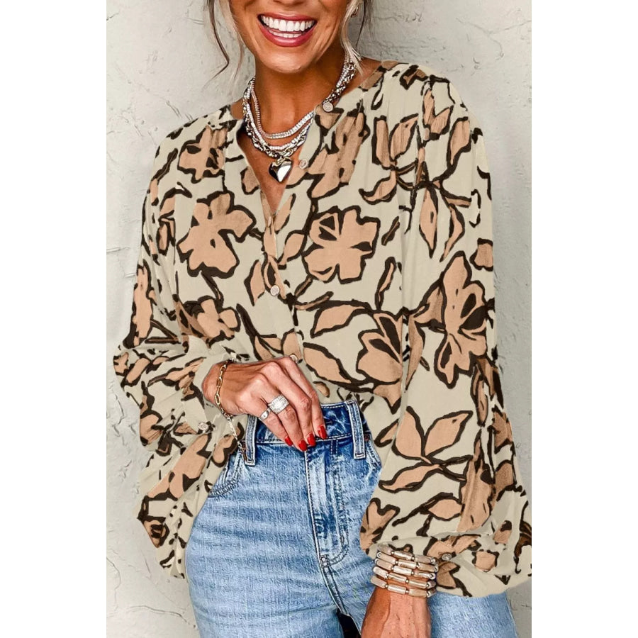 Floral Print Button-Down Long Sleeve Shirt Apparel and Accessories