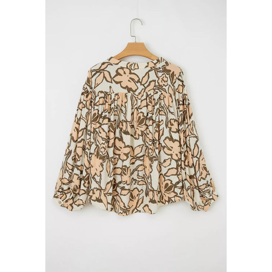 Floral Print Button-Down Long Sleeve Shirt Apparel and Accessories
