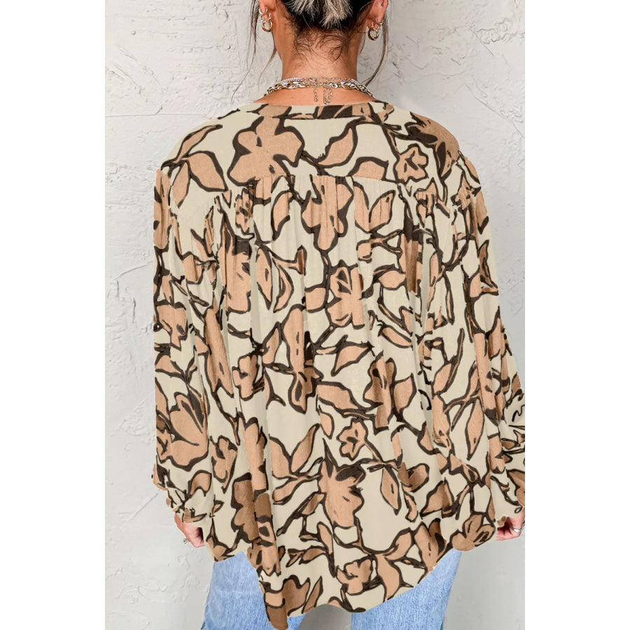 Floral Print Button-Down Long Sleeve Shirt Apparel and Accessories