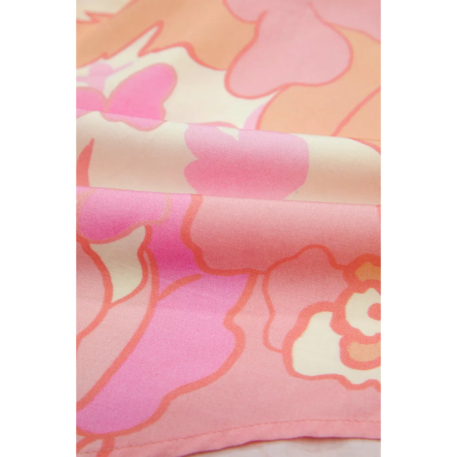 Floral Print Button Down Pintuck Short Sleeve Shirt Apparel and Accessories