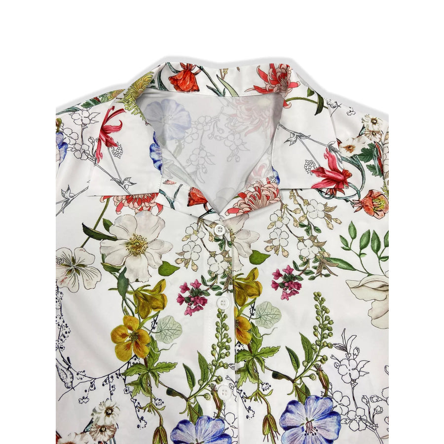 Floral Print Button-Down Shirt Apparel and Accessories