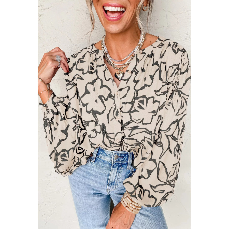 Floral Print Button-Down Shirt Apparel and Accessories