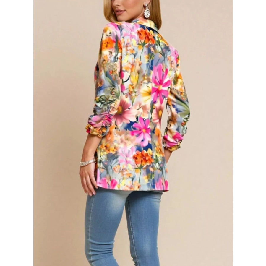 Floral Print Button Up Blazer Apparel and Accessories