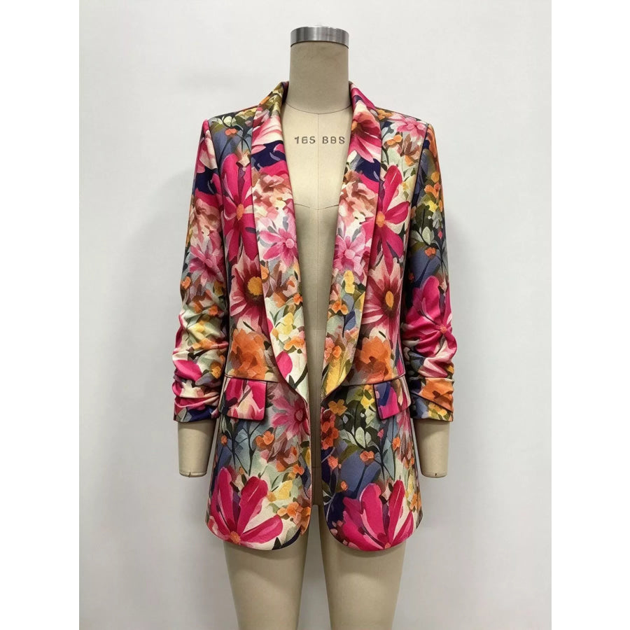 Floral Print Button Up Blazer Apparel and Accessories