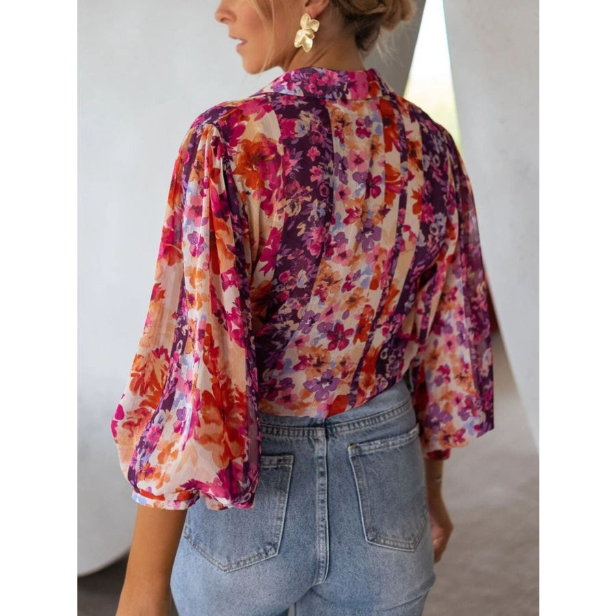 Floral Print Button Up Shirt Apparel and Accessories