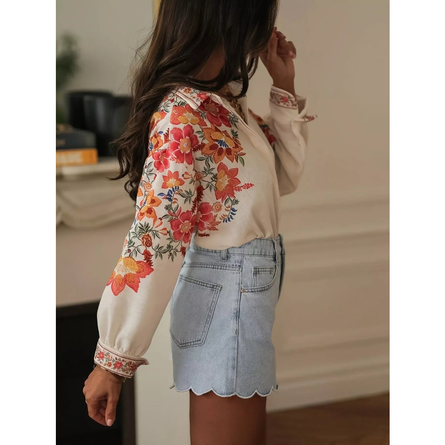 Floral Print Button Up Shirt Apparel and Accessories