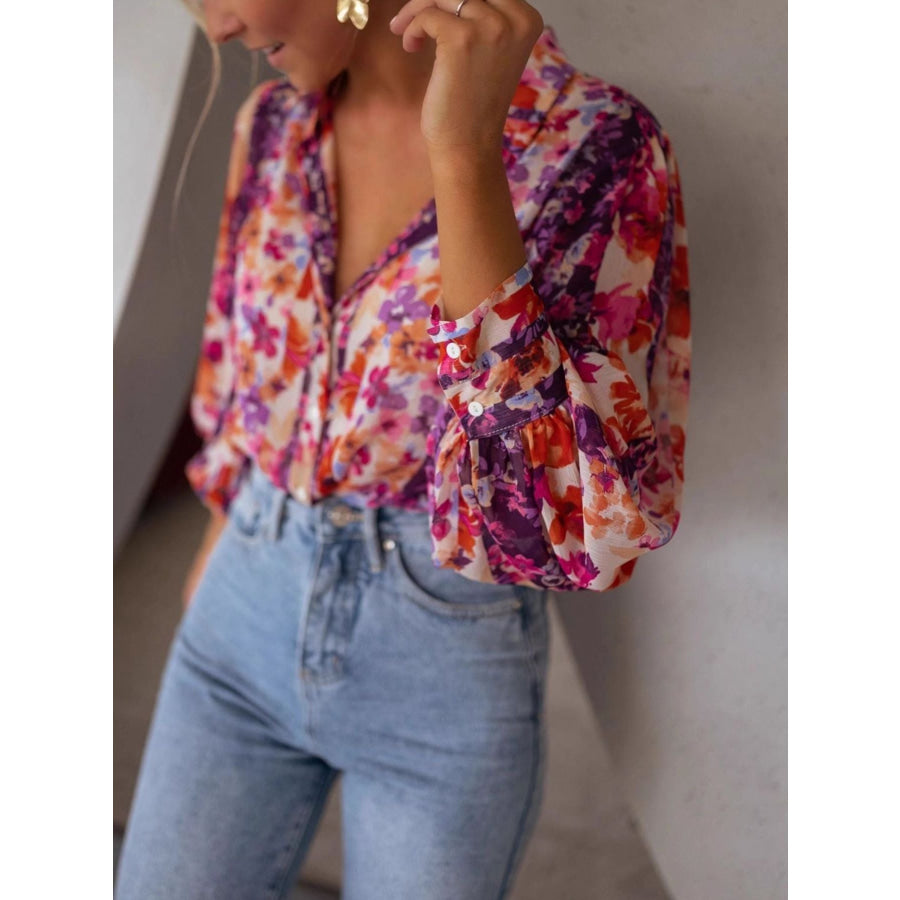 Floral Print Button Up Shirt Apparel and Accessories