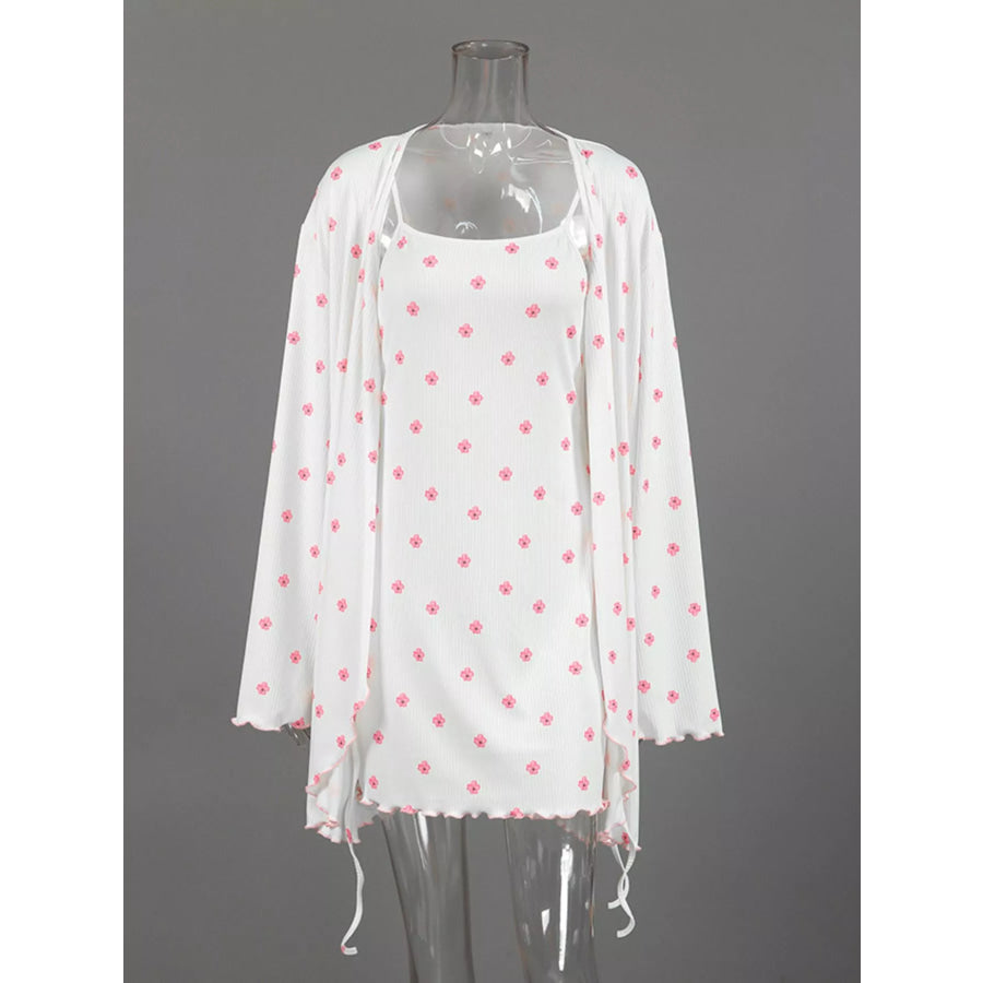 Floral Print Cami Dress and Cardigan Lounge Set Apparel and Accessories